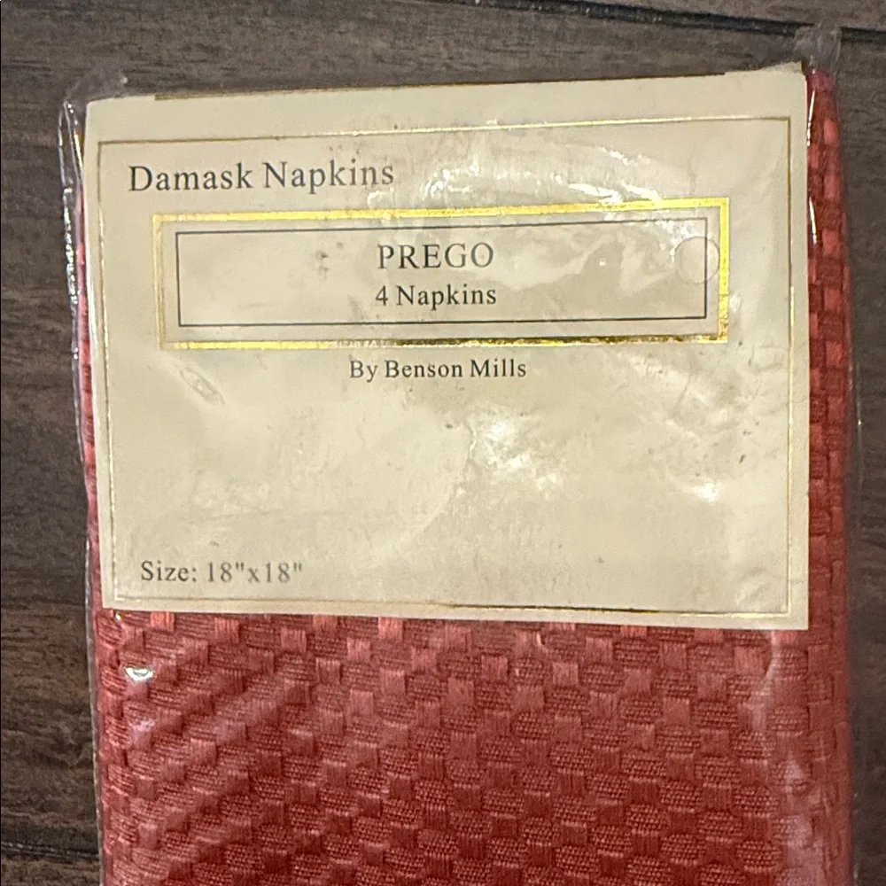 Damask Napkins~Prego~18x18 Orange Rust~Set of 4